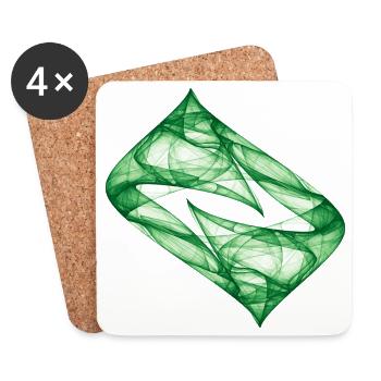 Dynamic Track - Green - Chaos Art - Coasters (set of 4) - white - Front