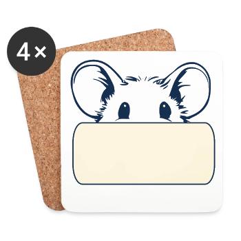 Name tag mouse - Coasters (set of 4) - white - Front