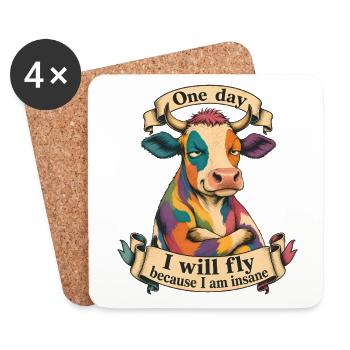One day I will fly because I am insane - Coasters (set of 4) - white - Front
