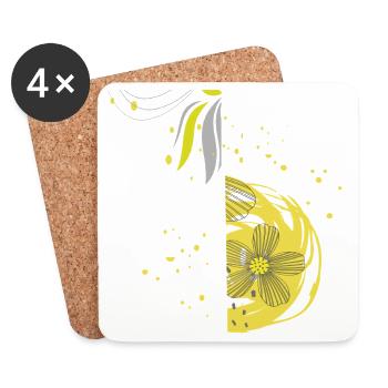 Flower Spiral Ornament - Coasters (set of 4) - white - Front