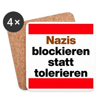 NAZIS BLOCKIEREN STATT TOLERIEREN, NO NZS, NO AFD - Untersetzer (4er-Set) - Weiß - Vorne