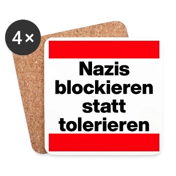 NAZIS BLOCKIEREN STATT TOLERIEREN, NO NZS, NO AFD - Untersetzer (4er-Set) - Weiß - Vorne