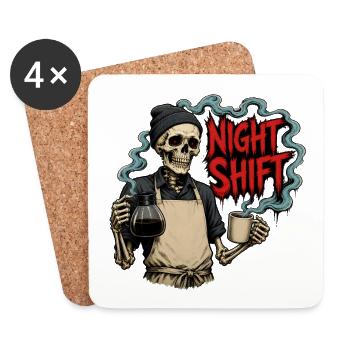 Night Shift Coffee – Barista Skeleton Night Shift - Coasters (set of 4) - white - Front