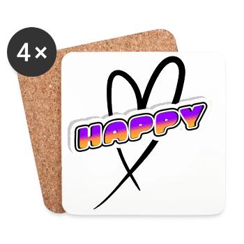 HAPPY Retro Sunset Neon - Coasters (set of 4) - white - Front