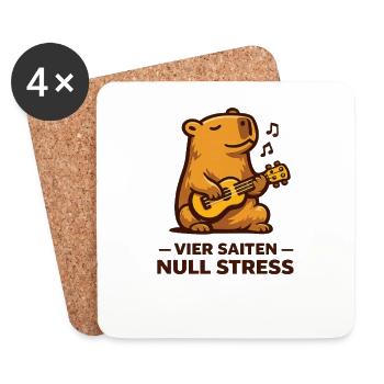 Vier Saiten Null Stress Ukulele Wasserschwein - Untersetzer (4er-Set) - Weiß - Vorne