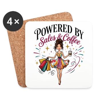 Propulsée par les ventes & Coffee White Woman - Dessous de verre (lot de 4) - blanc - Devant