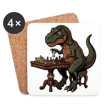 T-Rex plays chess - Coasters (set of 4) - white - Front