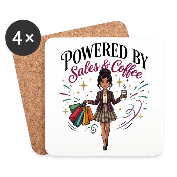Powered By Sales and Coffee Asian Woman - Coasters (set of 4) - white - Front