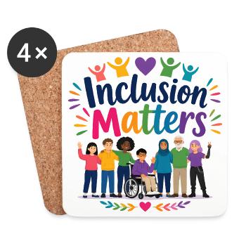 L’inclusion est importante – Éducation spécialisée – Freundli - Dessous de verre (lot de 4) - blanc - Devant