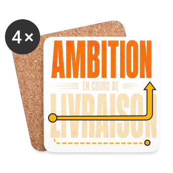 Ambition en cours de livraison - Citation - Dessous de verre (lot de 4) - blanc - Devant