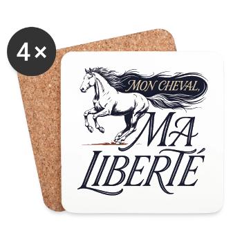 Cheval – Mon Cheval, Ma Liberté - Dessous de verre (lot de 4) - blanc - Devant