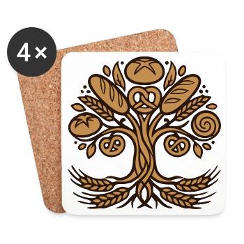 Tree of Life Pretzel Bread Logo - Coasters (set of 4) - white - Front