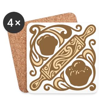 Rolling Pin Baking Graphic - Coasters (set of 4) - white - Front