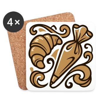 Icône du sac à douilles pour croissants - Dessous de verre (lot de 4) - blanc - Devant