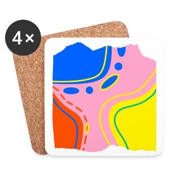 Abstract Color Flow Artwork - Coasters (set of 4) - white - Front