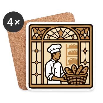 Baeckerei Shop Window Logo - Coasters (set of 4) - white - Front