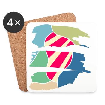 Design rétro moderne en couleurs - Dessous de verre (lot de 4) - blanc - Devant