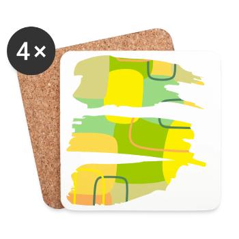 Casual Art - Abstract Color Shape Design - Coasters (set of 4) - white - Front