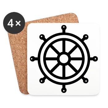 gouvernail bateau nautique - Dessous de verre (lot de 4) - blanc - Devant
