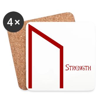 Rune Uruz avec Sens Rouge – Viking Futhark Norse - Dessous de verre (lot de 4) - blanc - Devant
