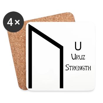 Uruz Rune Complete Black – Viking Futhark - Dessous de verre (lot de 4) - blanc - Devant