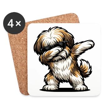Tappage de Lhassa Apso - Dessous de verre (lot de 4) - blanc - Devant