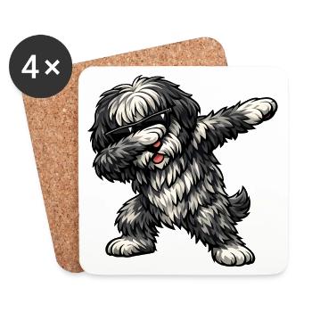 Dabbing Bergamo Shepherd Dog - Coasters (set of 4) - white - Front