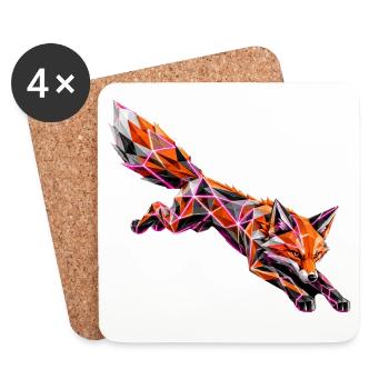 Geometric Cyber Fox - Coasters (set of 4) - white - Front