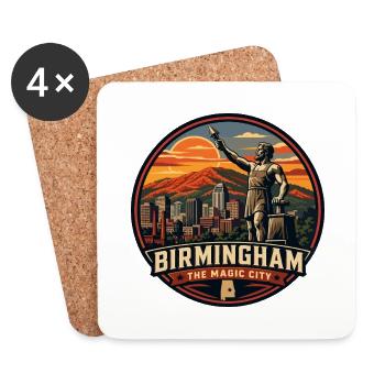 Birmingham Magic City Vulcan Statue Badge - Coasters (set of 4) - white - Front
