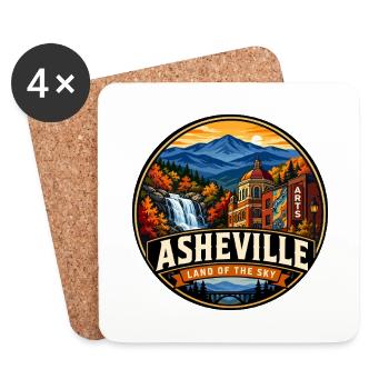 Insigne vintage de montagne Asheville Land of the Sky - Dessous de verre (lot de 4) - blanc - Devant