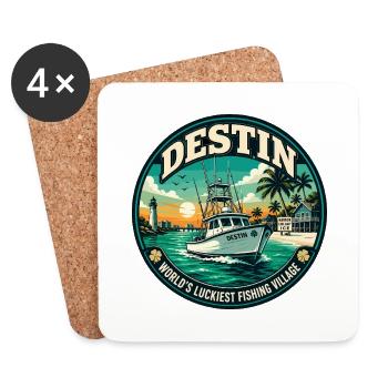 Emblème rétro du village de pêcheurs le plus chanceux de Destin - Dessous de verre (lot de 4) - blanc - Devant