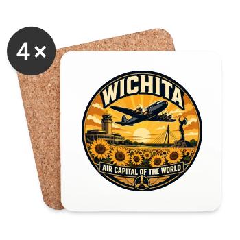 Wichita Air Capital Retro Aviation Badge - Coasters (set of 4) - white - Front