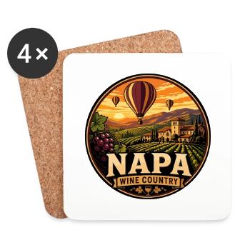 Napa Valley Wine Country Vintage Hot Air Balloon - Coasters (set of 4) - white - Front