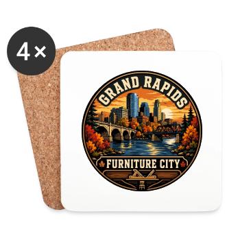 Insigne vintage de Grand Rapids Furniture City - Dessous de verre (lot de 4) - blanc - Devant