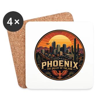 Phoenix Valley of the Sun Retro Saguaro Badge - Coasters (set of 4) - white - Front
