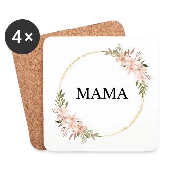 Gold Ring Floral Frame Pink - Coasters (set of 4) - white - Front