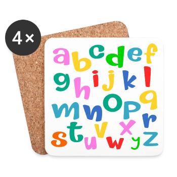 School Child ABC Letters - Coasters (set of 4) - white - Front
