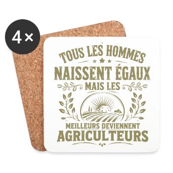 Tous Les Hommes Naissent égaux Agriculteurs Cadeau - Dessous de verre (lot de 4) - blanc - Devant