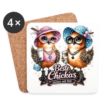 Beste Chickas – Immer mit Stil - Untersetzer (4er-Set) - Weiß - Vorne