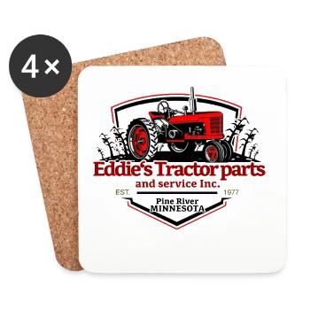 Eddie's Tractor Parts Logo - Coasters (set of 4) - white - Front