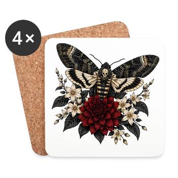 Acherontia Atropos – Death's-Head Hawkmoth - Coasters (set of 4) - white - Front