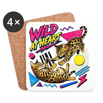 90s Memphis Style Bengal Cats - Coasters (set of 4) - white - Front