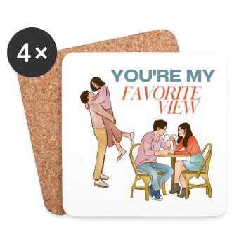 Tu es mon Cadeau de Couple Romantique Vue Préféré - Dessous de verre (lot de 4) - blanc - Devant