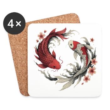 Koi Fish Harmony - Coasters (set of 4) - white - Front