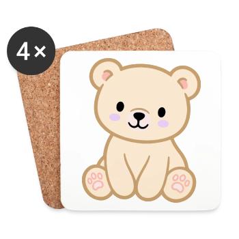 Bunter Teddybär für Kinder - Untersetzer (4er-Set) - Weiß - Vorne