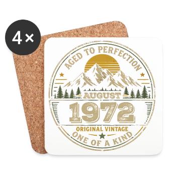Cadeau Anniversaire 1972 Août Vintage 1972  - Dessous de verre (lot de 4) - blanc - Devant