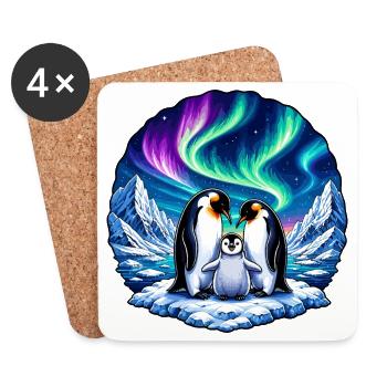 Les manchots aurora-plumes sur l’île de glace - Dessous de verre (lot de 4) - blanc - Devant