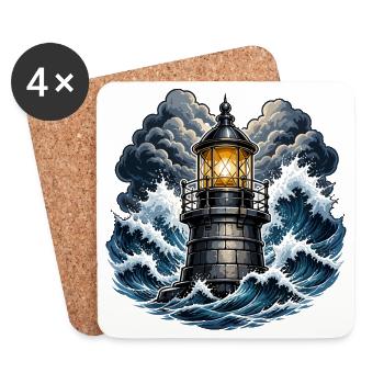 Lighthouse in the storm - Coasters (set of 4) - white - Front