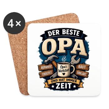 Der beste Opa – Werkstatt Motiv - Untersetzer (4er-Set) - Weiß - Vorne
