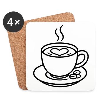 Coffee with a heart for coffee lovers - Coasters (set of 4) - white - Front